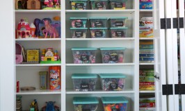 organized playroom storage