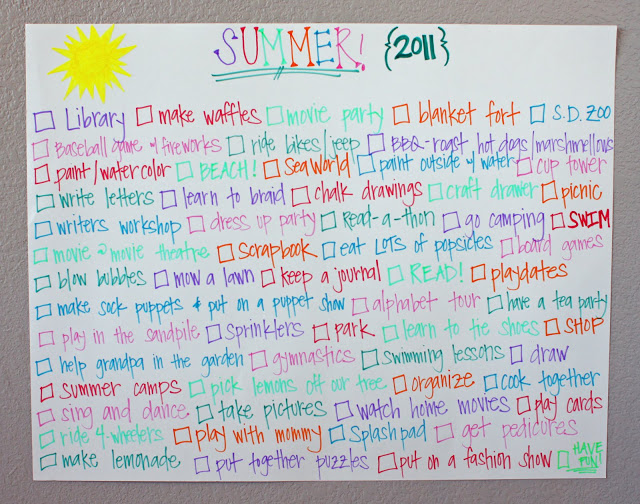 Summer to-do List