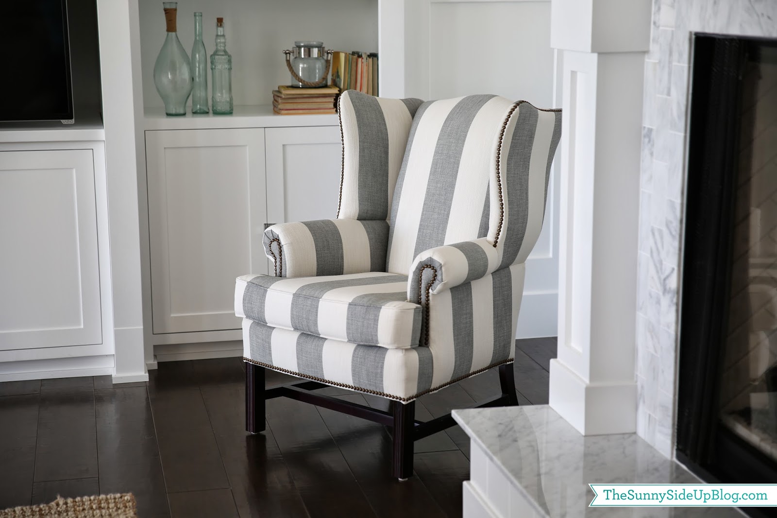 Gray Wingback Chair In Living Room