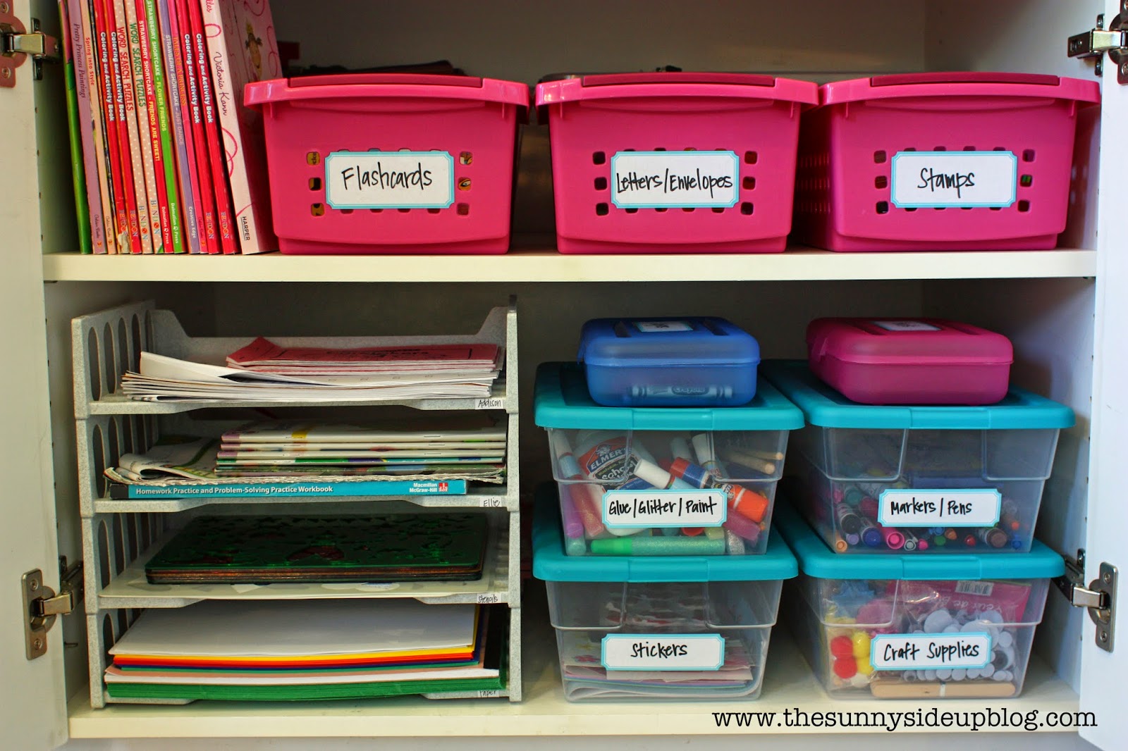 Quick Tip for Organizing Crayons, Markers, and Coloring Books