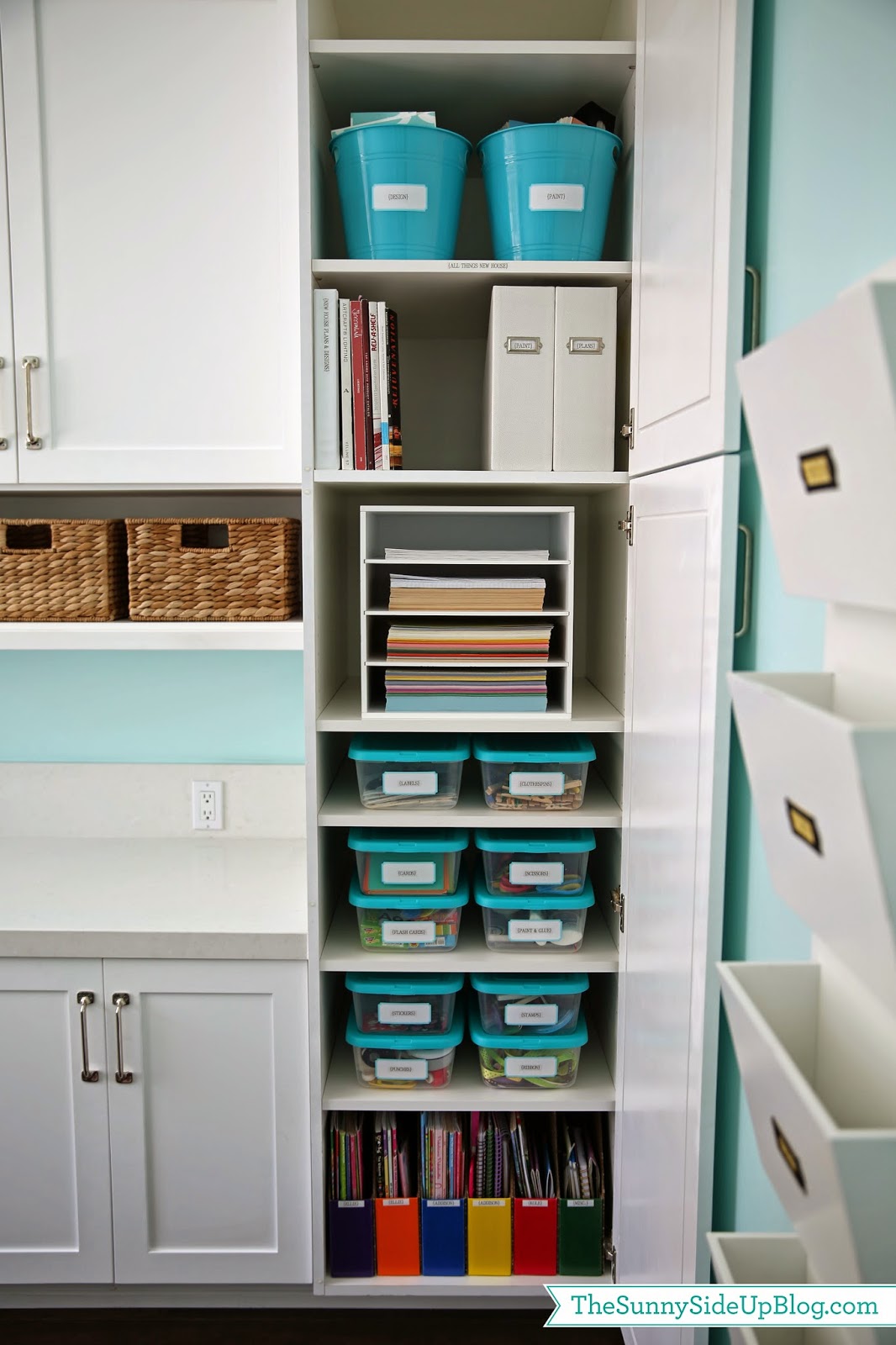 How to organize craft supplies in cabinets + drawers