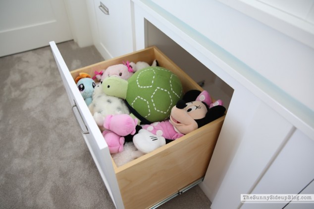 organized playroom drawers