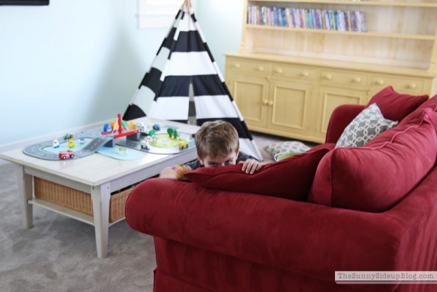 playroom red couch