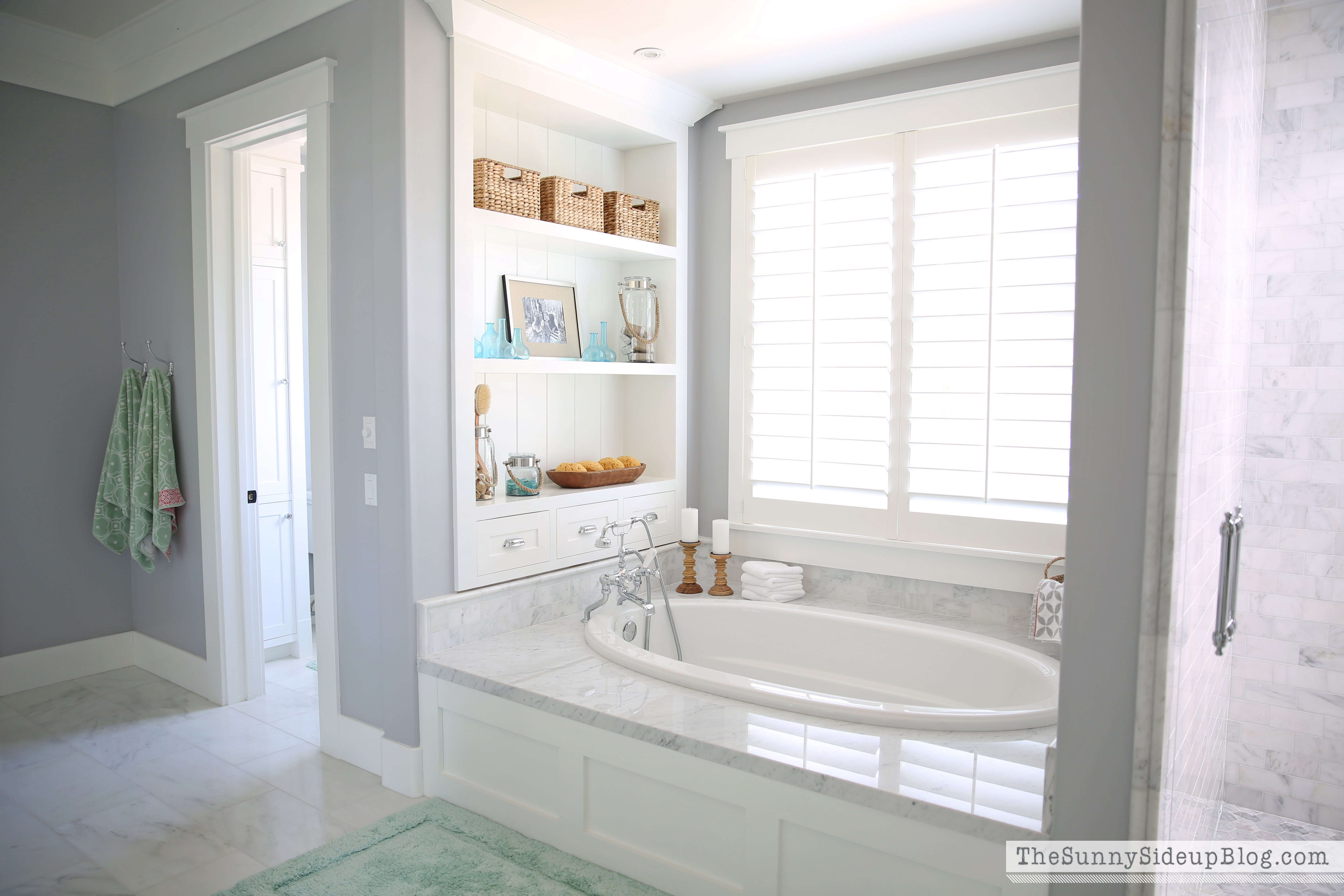 Master Bathroom Shelves/Tub - The Sunny Side Up Blog