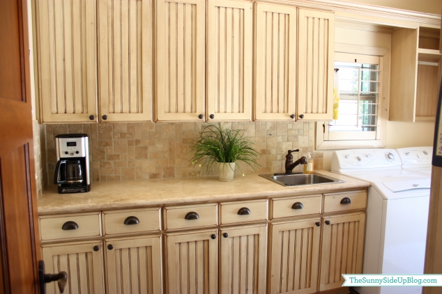 laundry room beadboard cabinets