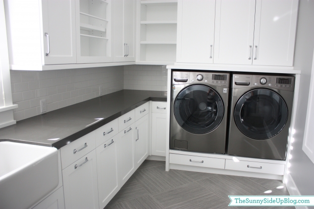 white and black laundry room