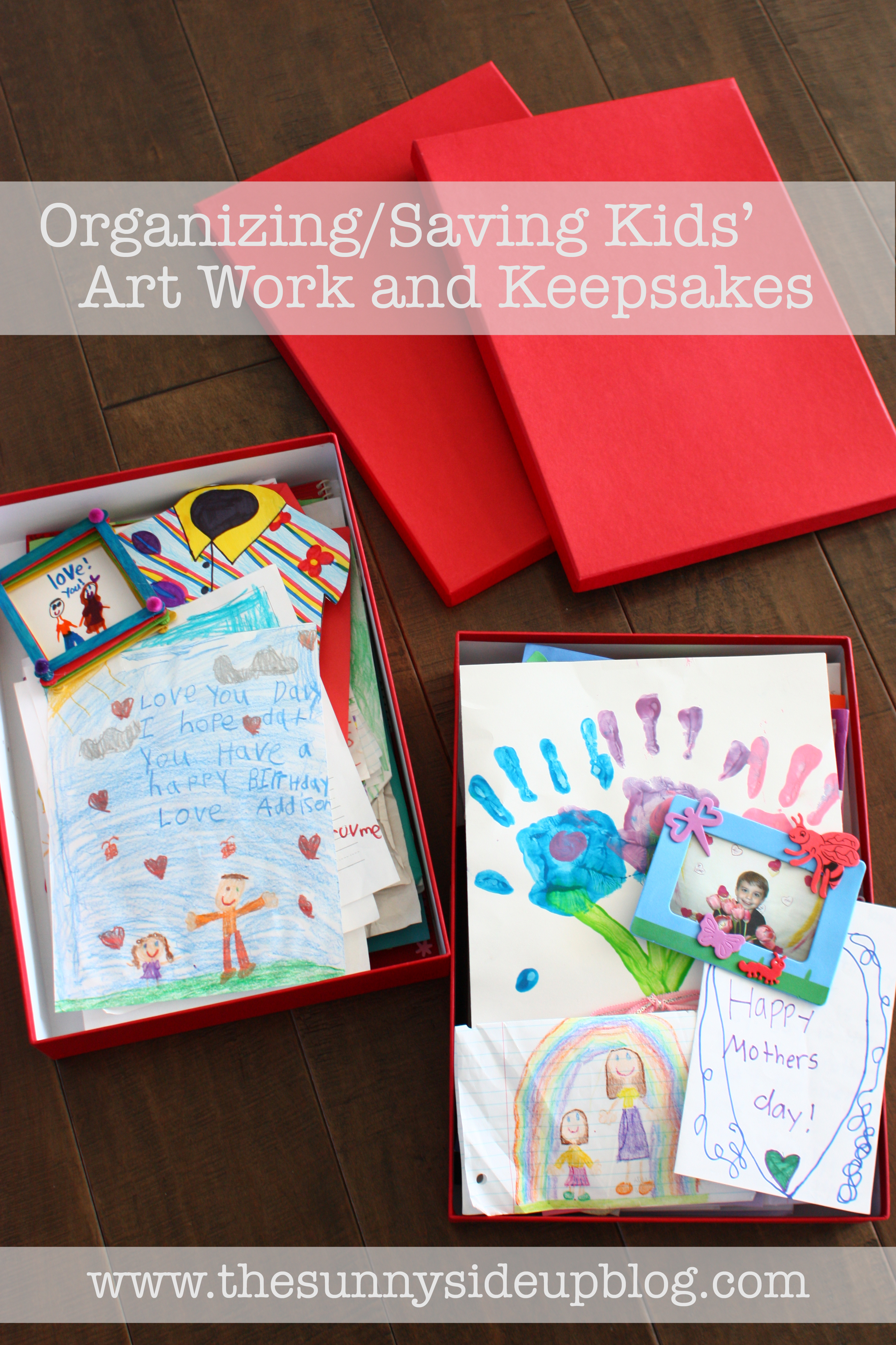 organize and save kids artwork and keepsakes