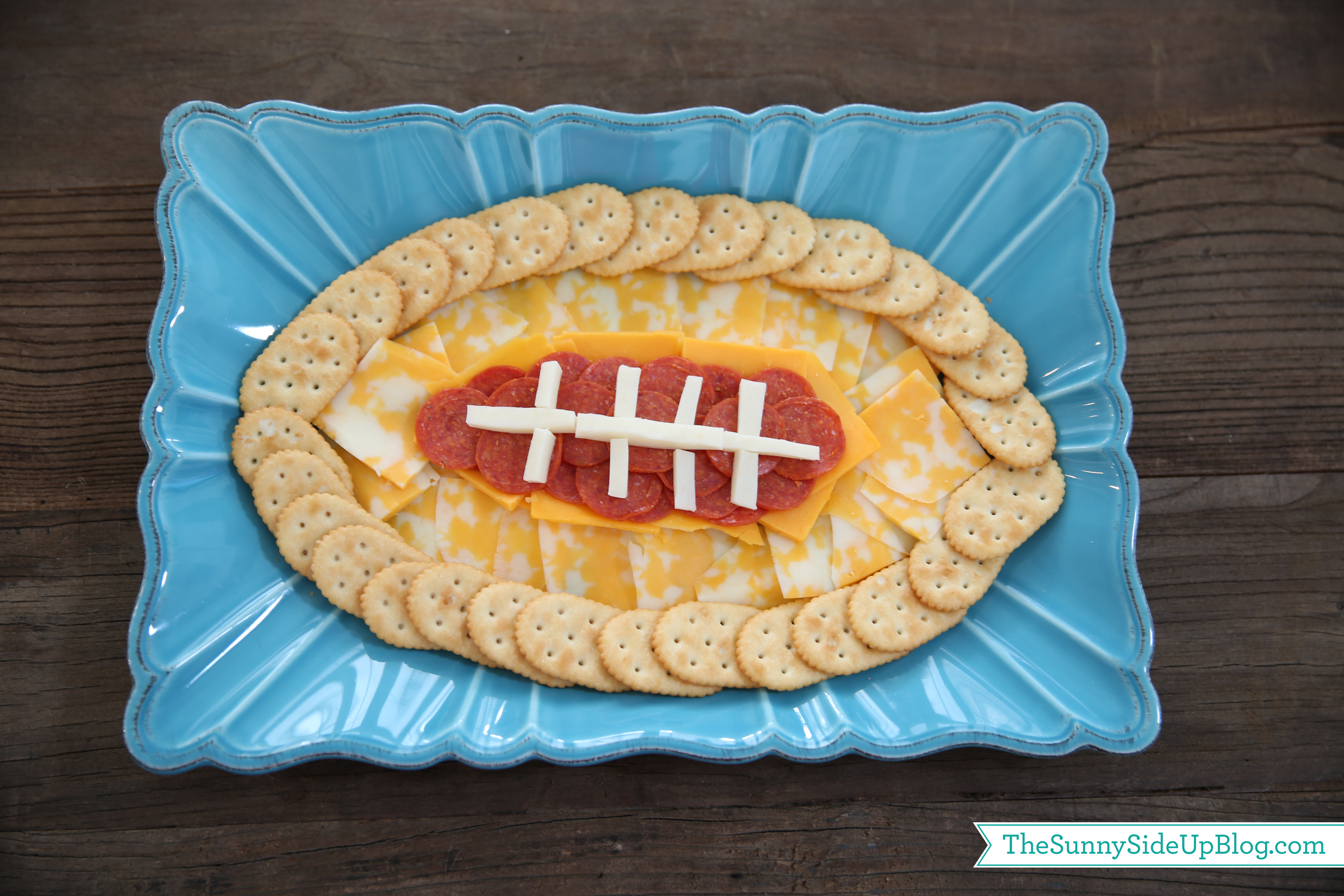 football cheese and cracker platter