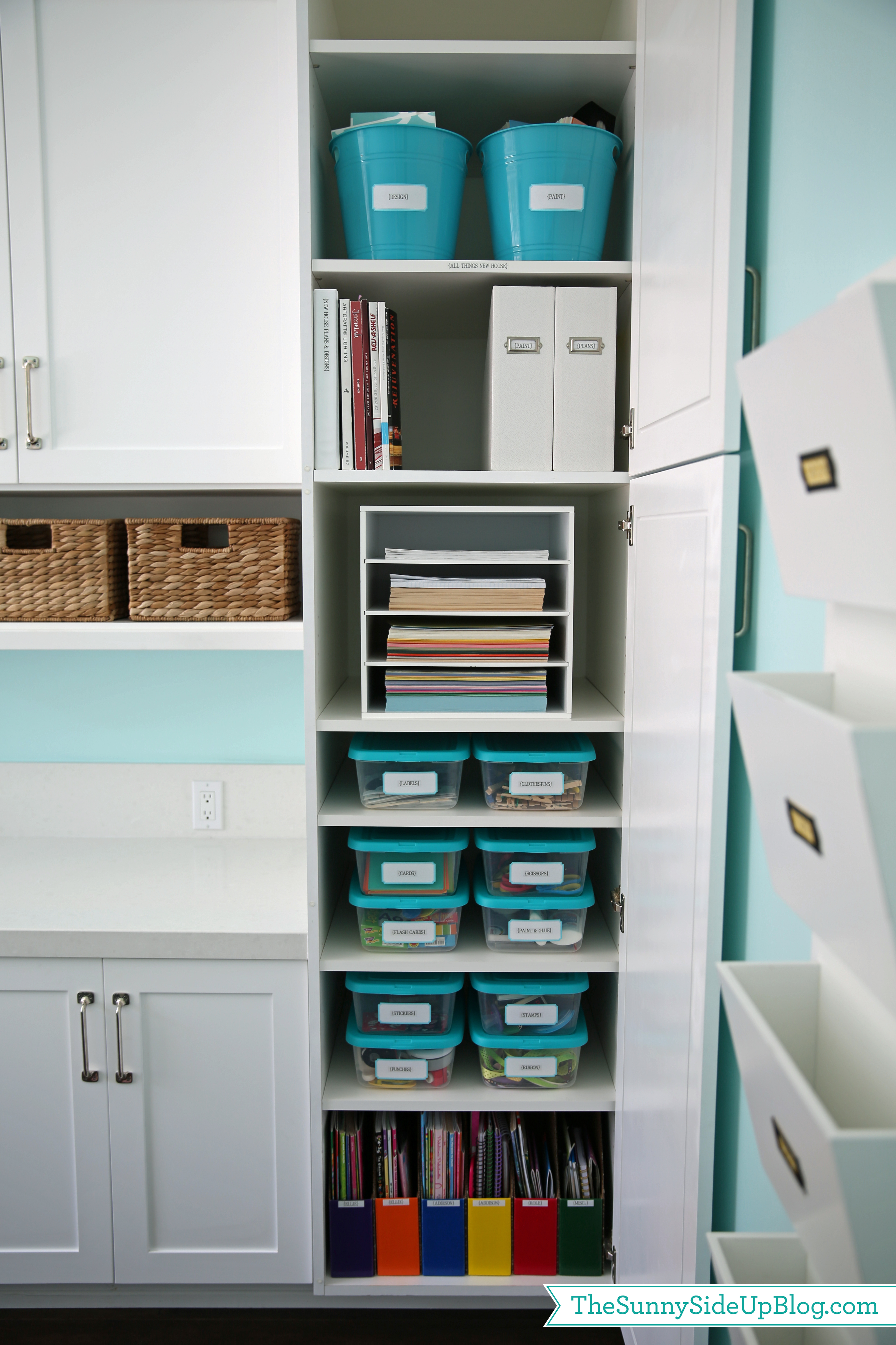 organized craft cupboard
