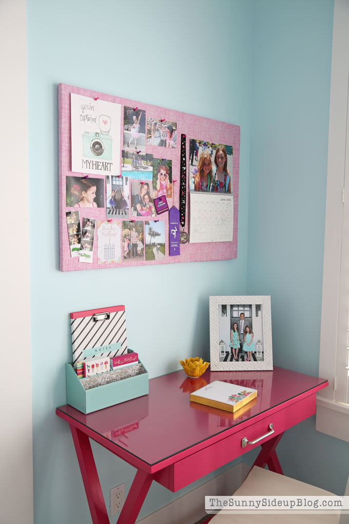 pink and blue shared bedroom