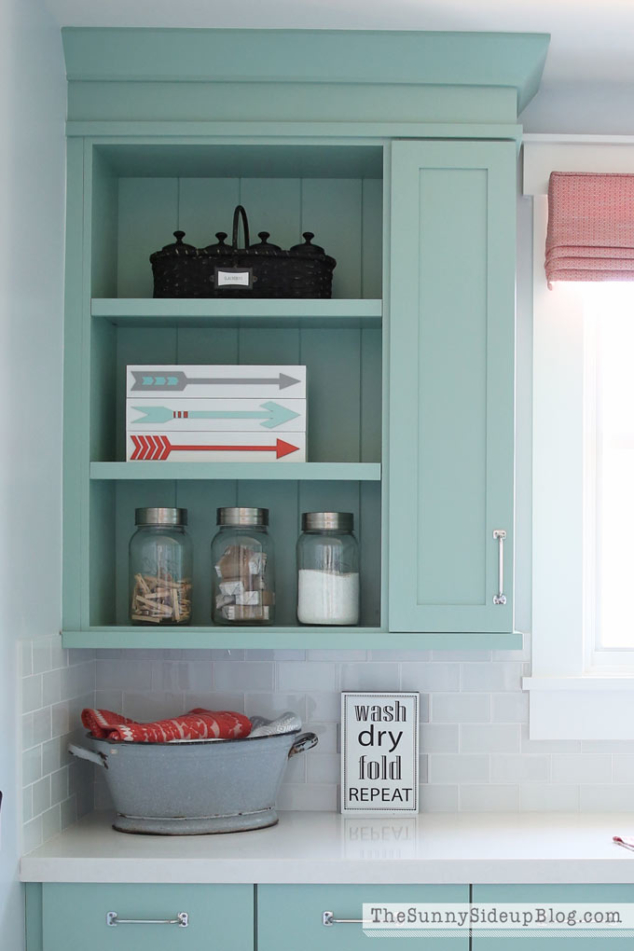 Decorated and Organized Laundry Room (with color!) - The Sunny Side Up Blog