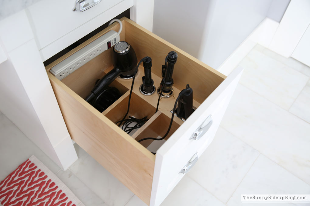 Bathroom Vanity With Hair Dryer Drawer