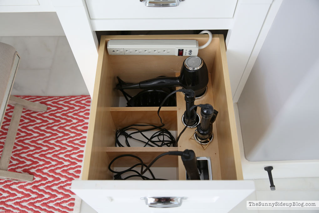 This hair tool organizer keeps my bathroom organized