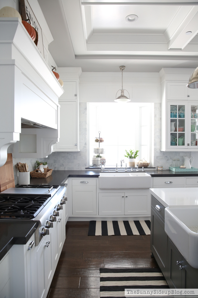 farmhouse sink - coffered ceiling