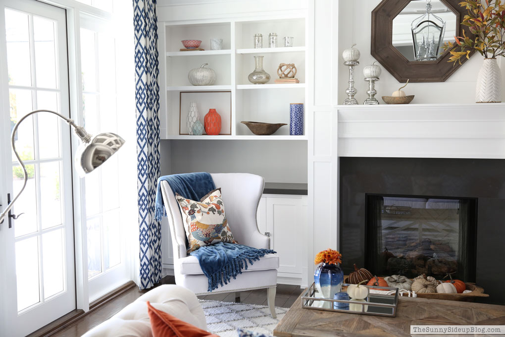 built-in-shelves-french-doors-coffered-ceiling