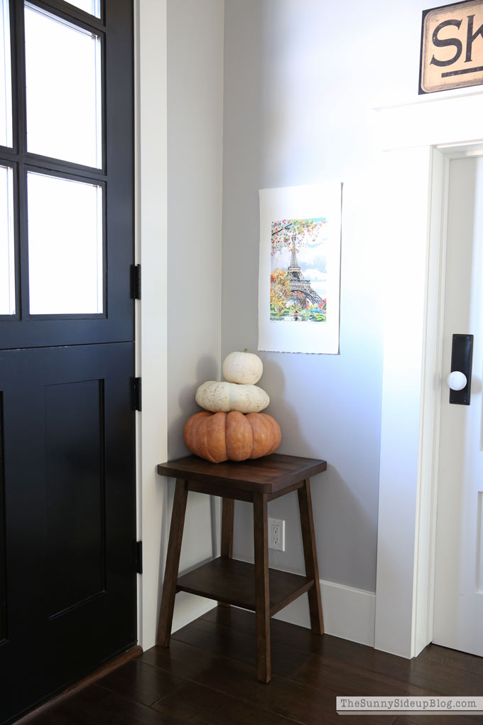 black dutch door fall mudroom decor side table