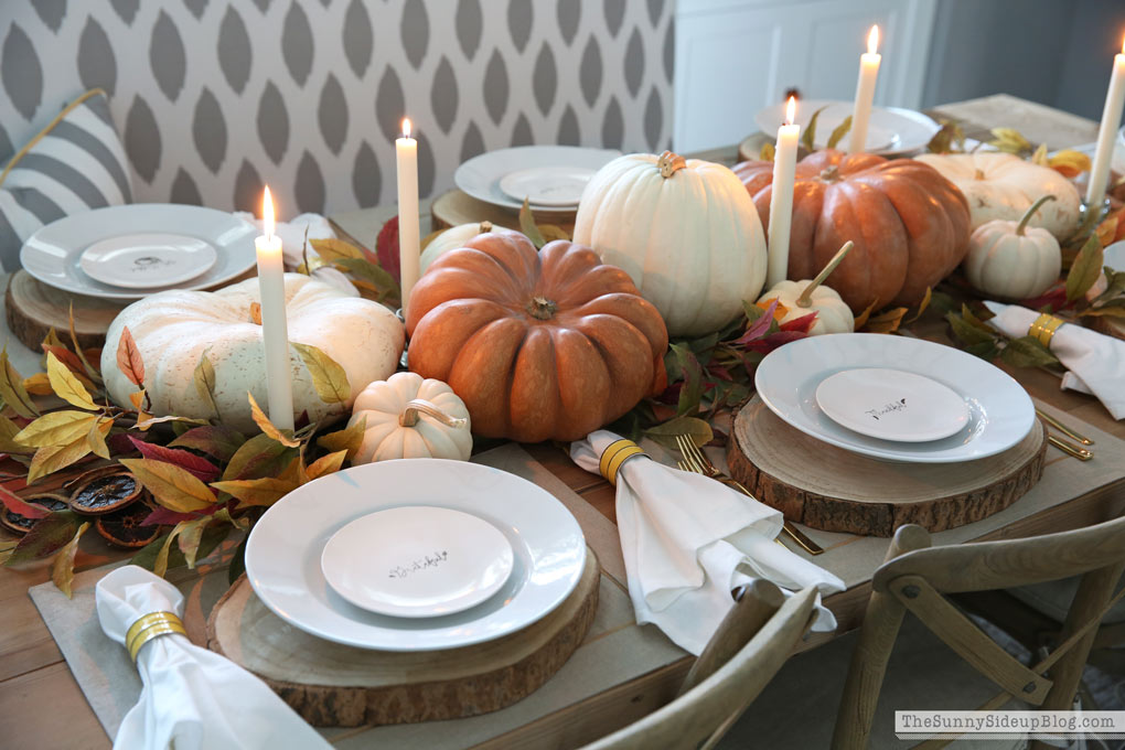 Fall pumpkin tablescape