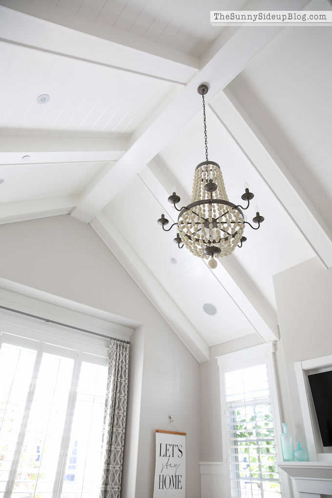 Master Bedroom Reveal! (Sunny Side Up) vaulted shiplap ceiling, plantation shutters, custom window bench seats, linen cabinet, french doors, wood floors, marble fireplace, sitting area, desk work space.