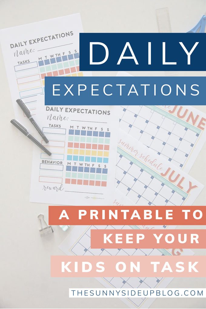 Daily Expectations - a free printable to keep your kids on task! (Sunny Side Up)