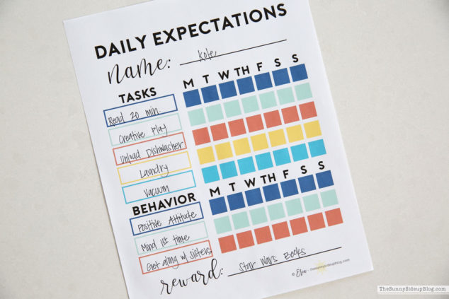 Daily Expectations A Printable To Keep Your Kids On Task The Sunny 