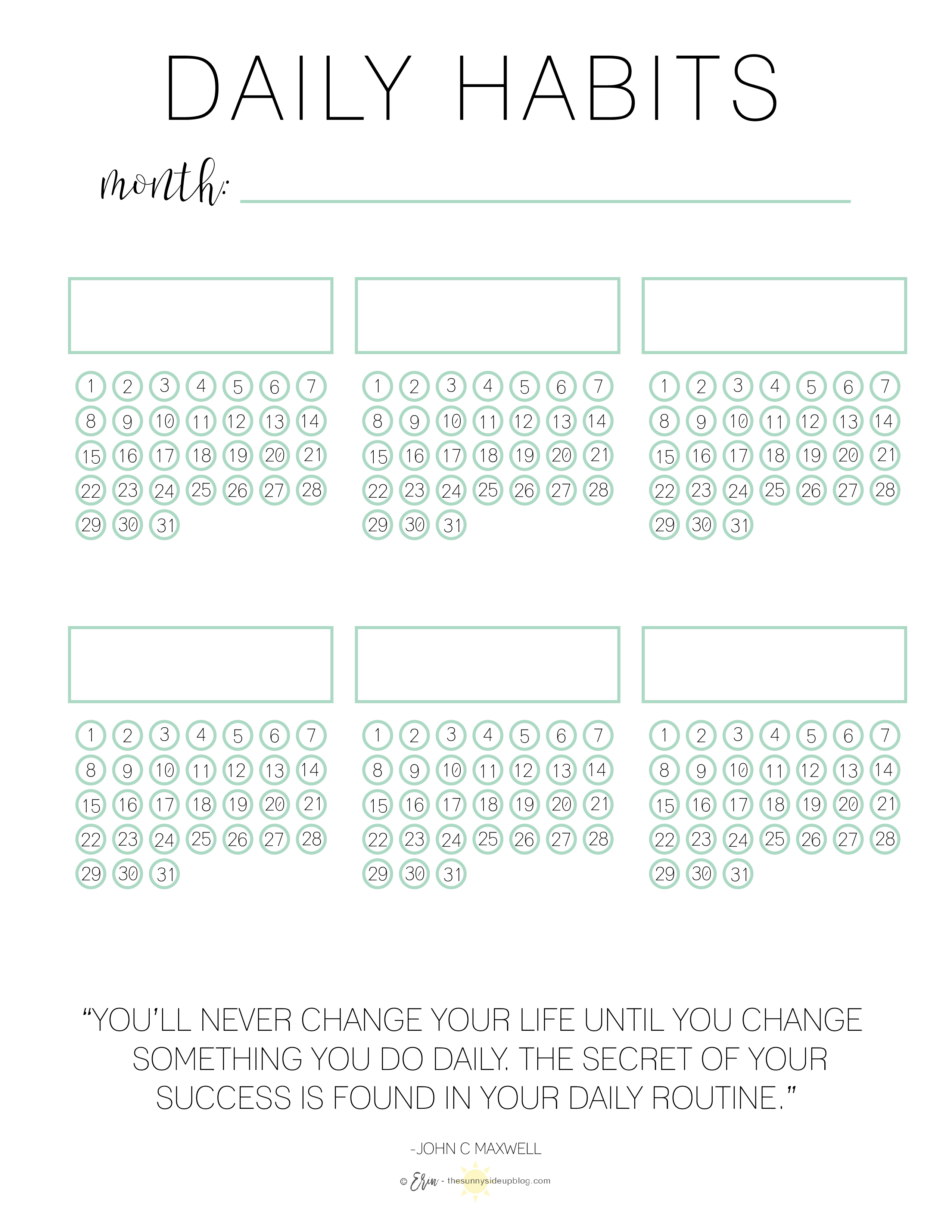 Goals/Habits/Plan Ahead Printables (Sunny Side Up)