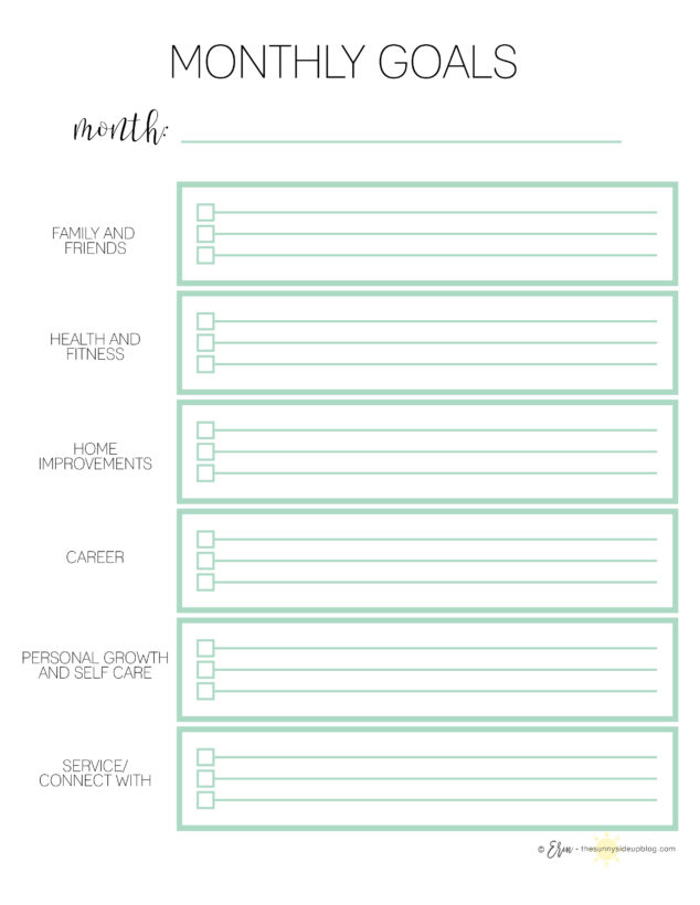 Goals/Habits/Plan Ahead Printables - The Sunny Side Up Blog