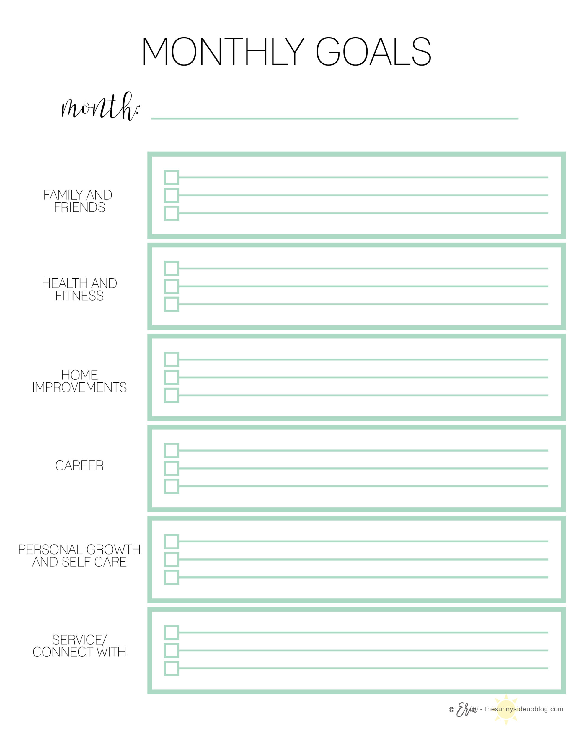 Goals/Habits/Plan Ahead Printables - The Sunny Side Up Blog