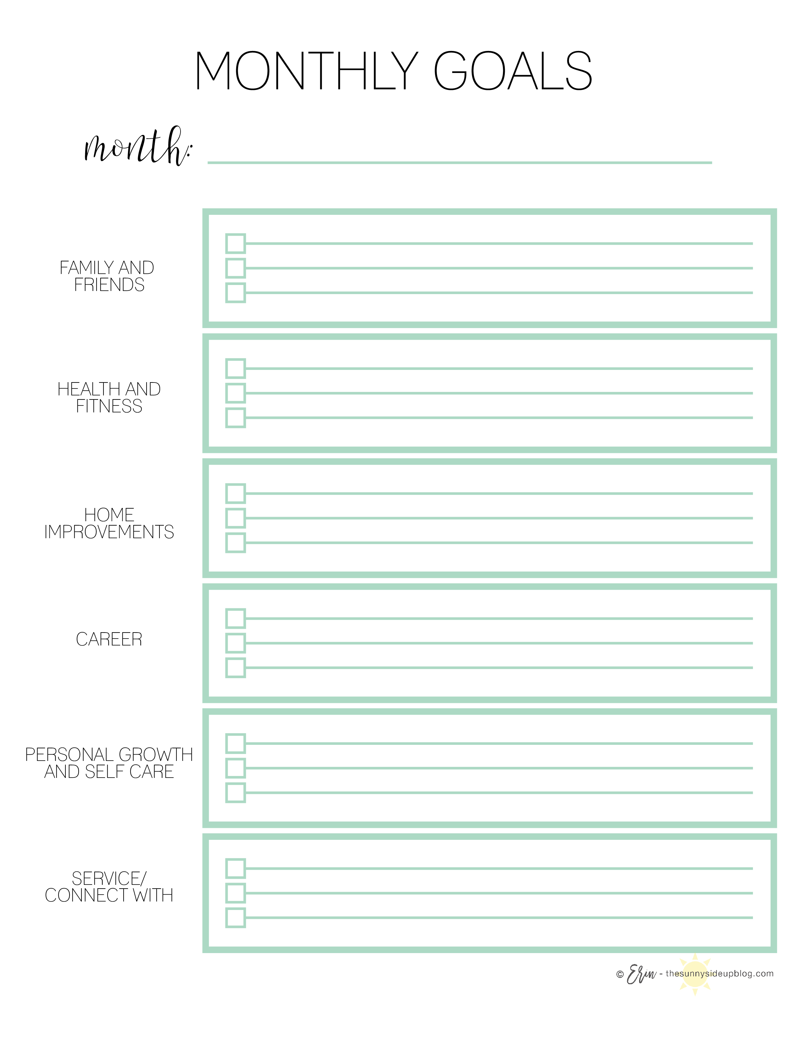 Goals/Habits/Plan Ahead Printables (Sunny Side Up)