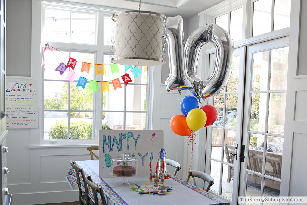 At home birthday party and bathroom organization