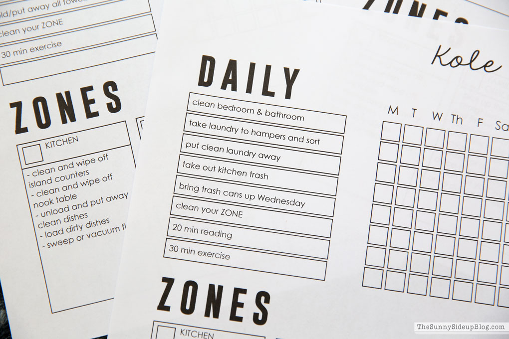 Zone Chore Chart My Kids Cleaning Routine The Sunny Side Up Blog