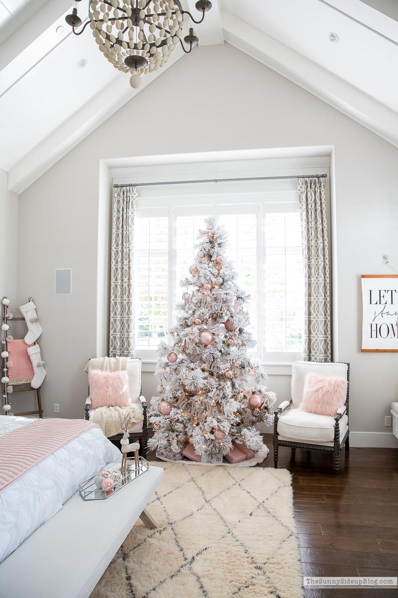 Elegant White Master Bedroom & Blush Decorative Pillows - The Pink Dream