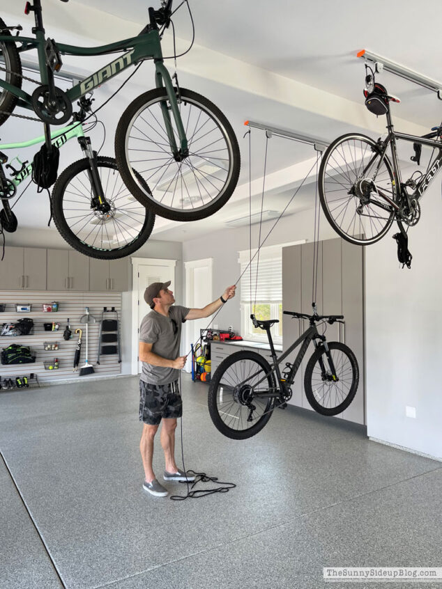 Hanging Bike Garage Organization The Sunny Side Up Blog