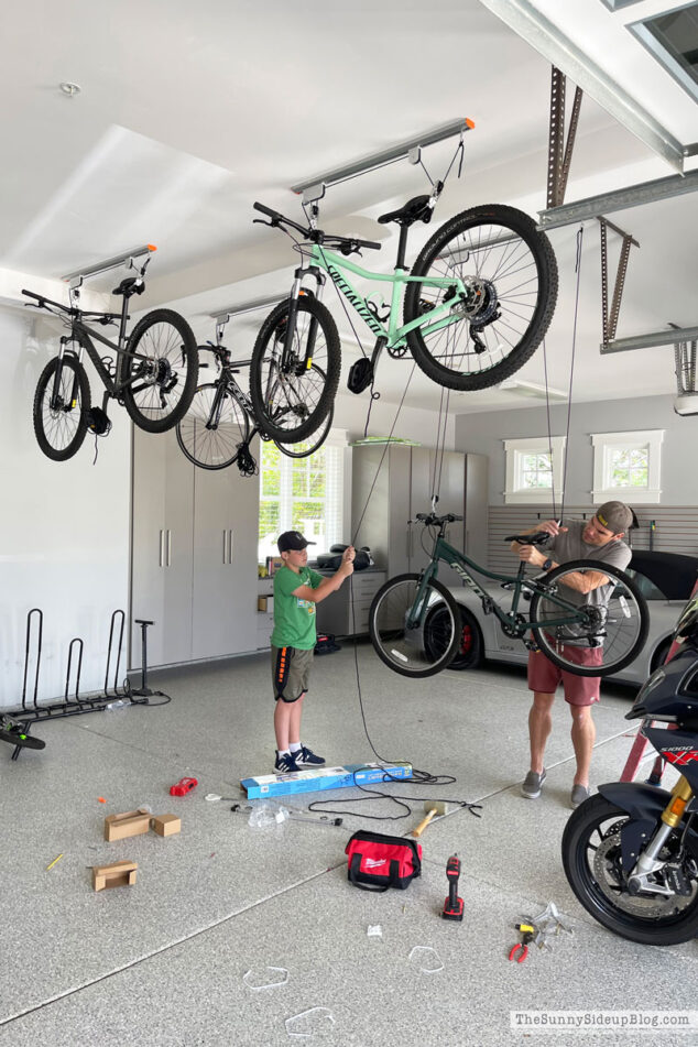 Hanging Bike Garage Organization The Sunny Side Up Blog