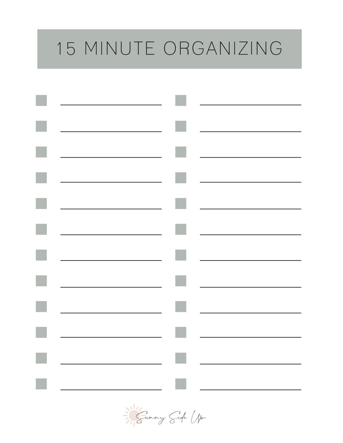 New Year/Organizing Challenge (Sunny Side Up)