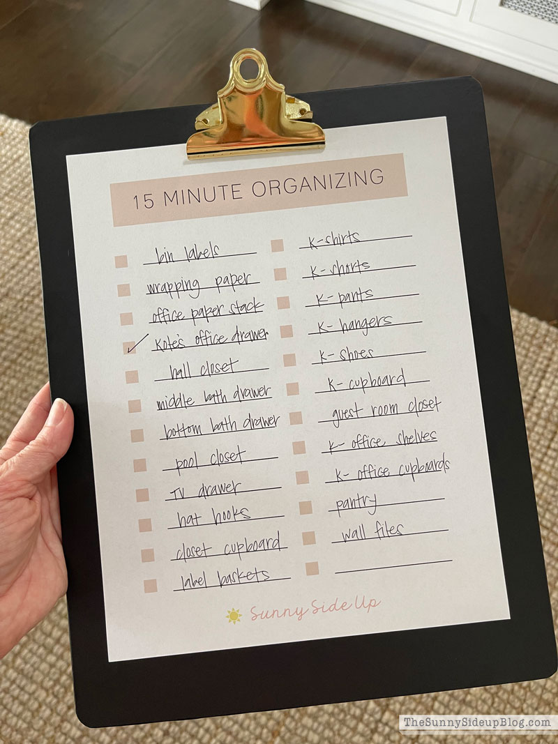 15 minute organizing (Sunny Side Up)