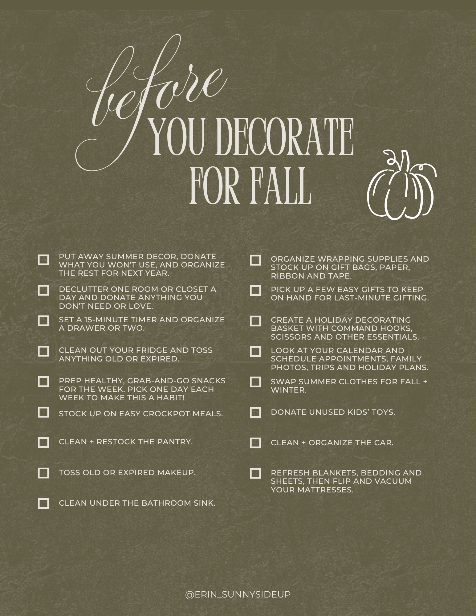 Fall Checklist (sunny side up blog)