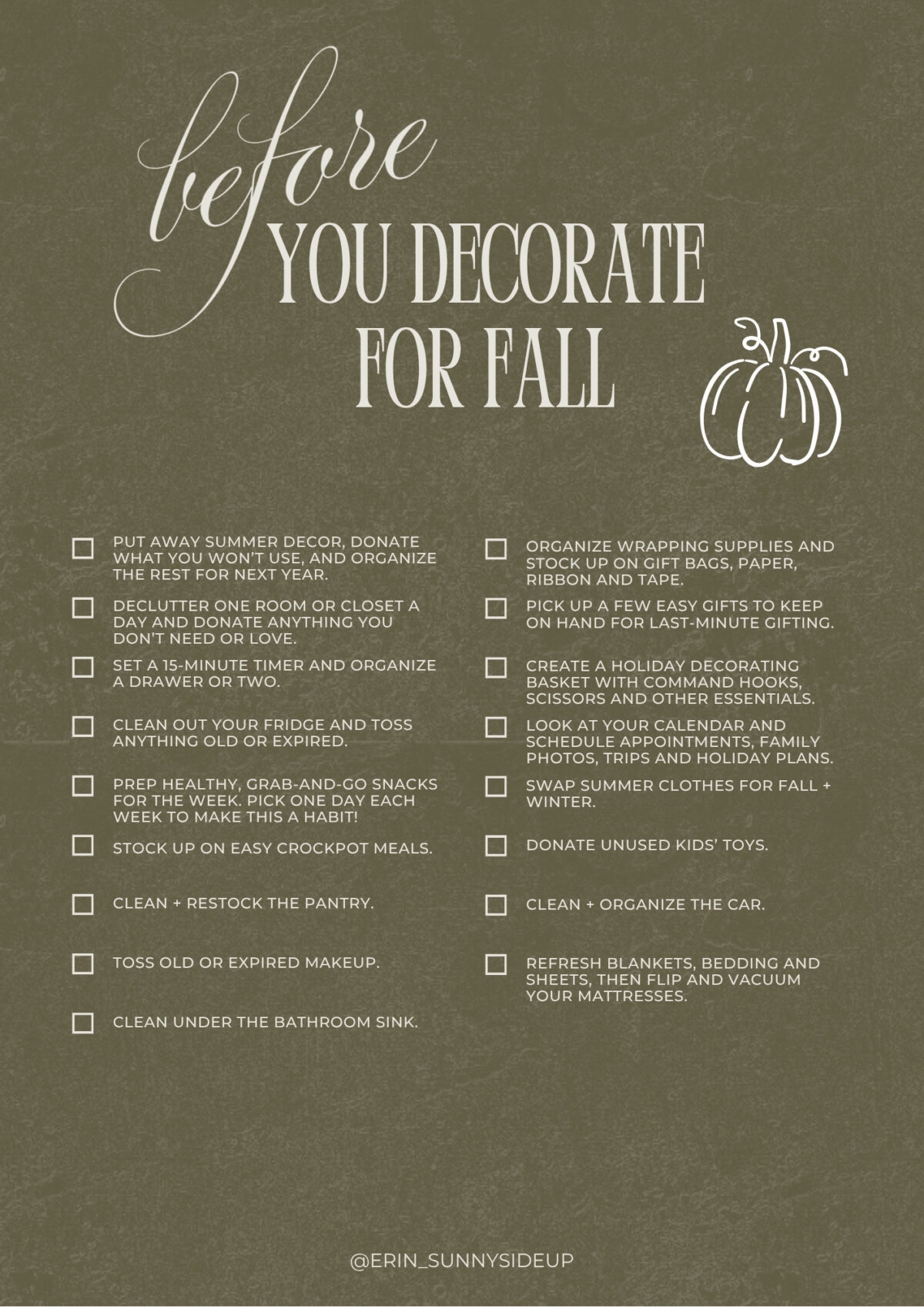 Fall Checklist (sunny side up blog)